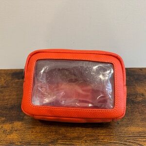 Beck Leather Travel Cosmetic Pouch in Marie Orange New